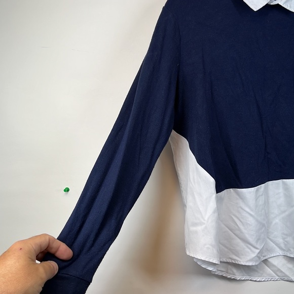 French Connection Women's Navy & White Fresh Jersey Classic Jumper Top Size M - Picture 6 of 6